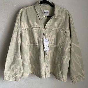 ZARA The Sage Overshirt Patterned Denim Jacket